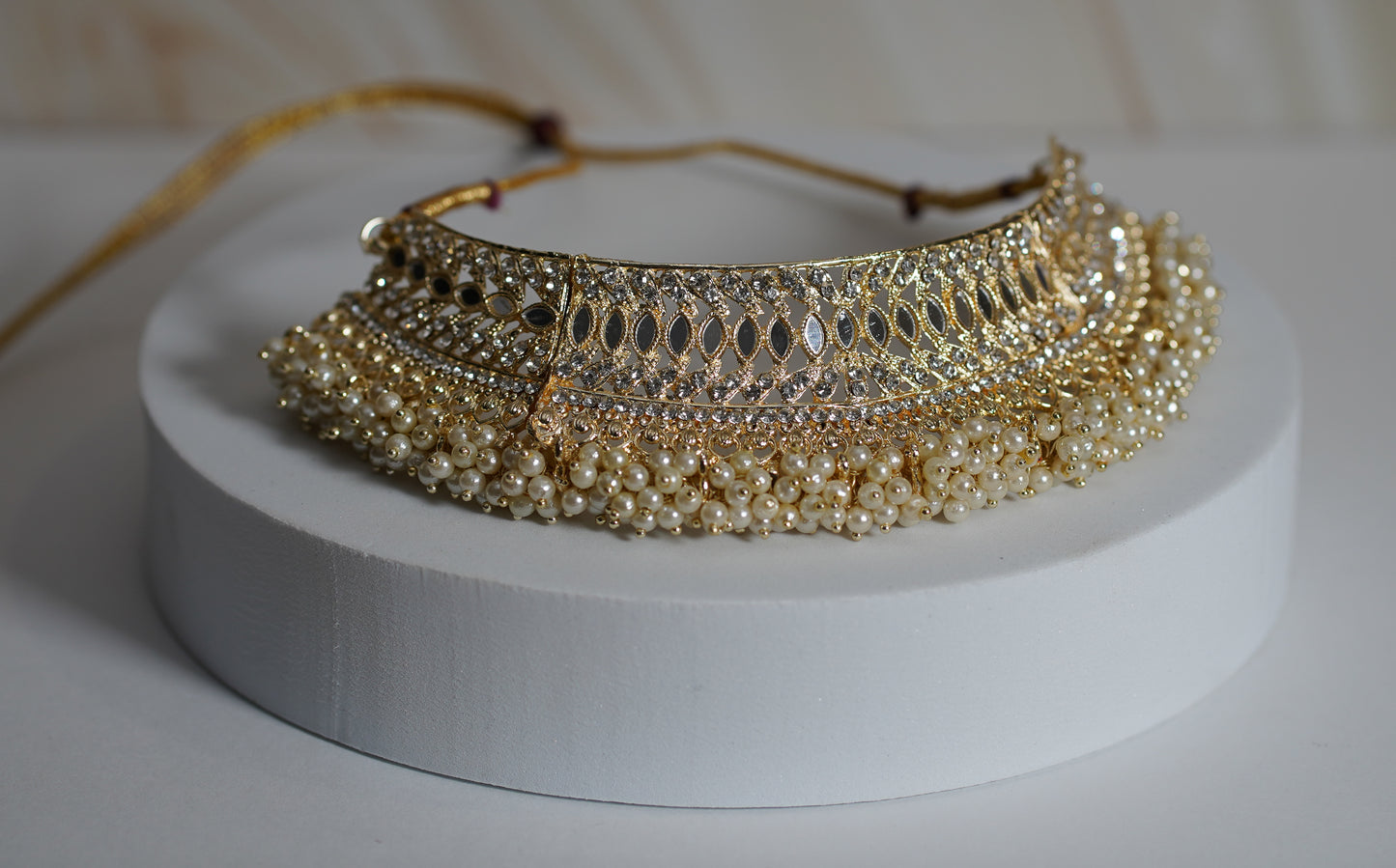 Gold & Off White Choker Set