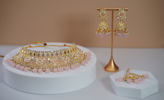Gold & Pink Choker Set