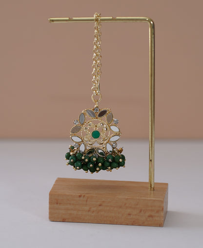 Silver Glass & Pearled Green Choker Set