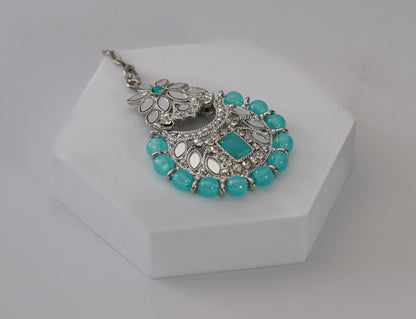 Silver Glass & Blue Choker Set