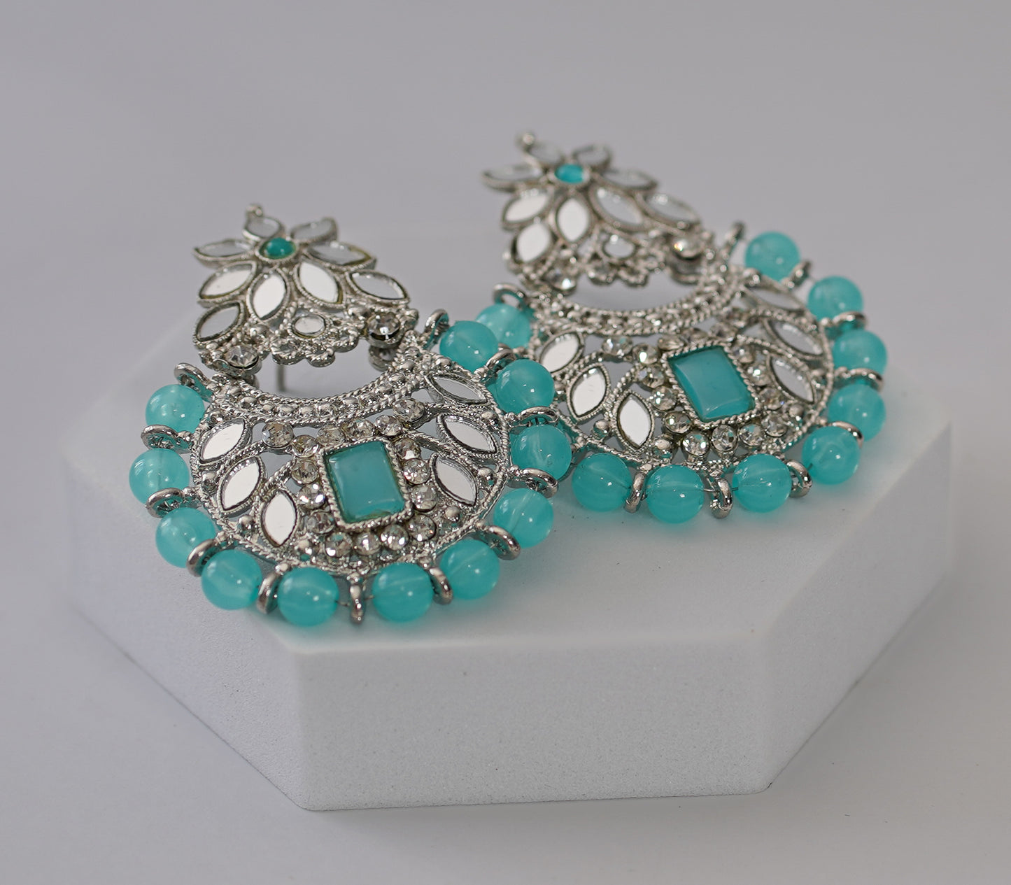 Silver Glass & Blue Choker Set