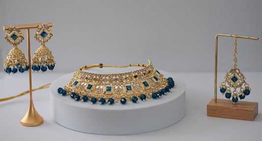 Gold & Blue Choker Set
