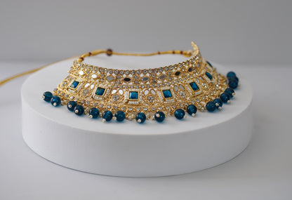 Gold & Blue Choker Set
