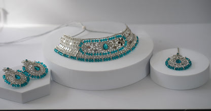 Silver & Blue Choker Set