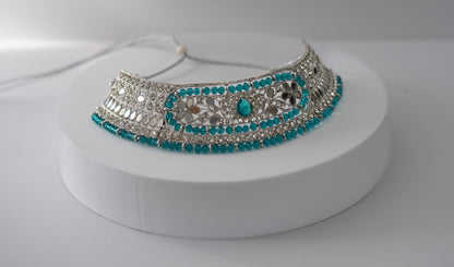 Silver & Blue Choker Set