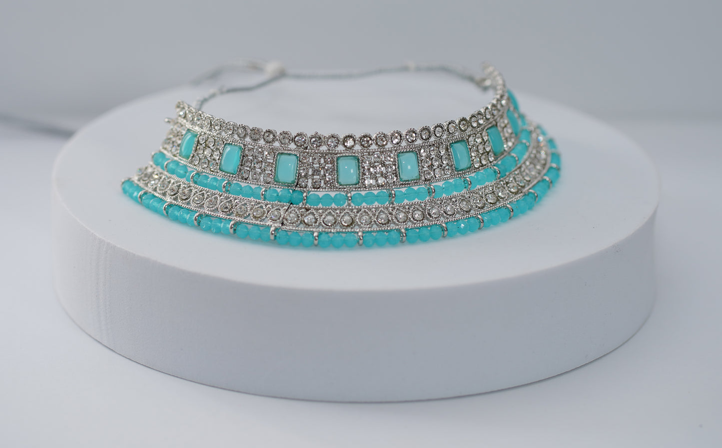 Silver & Blue Choker Set