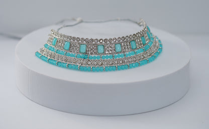 Silver & Blue Choker Set