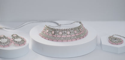 Silver & Rose Choker Set