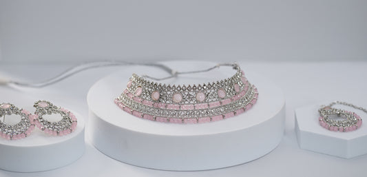 Silver & Rose Choker Set