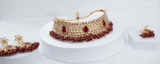 Gold & Wine Choker Set