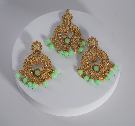 Gold & Vibrant Green Choker Set
