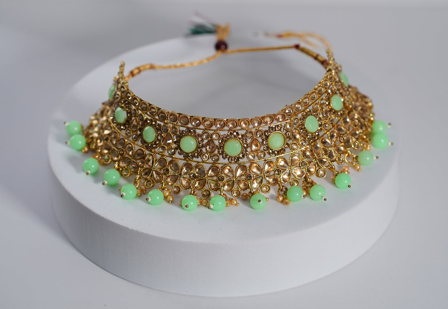 Gold & Vibrant Green Choker Set