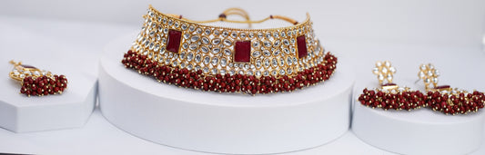 Gold & Wine Choker Set