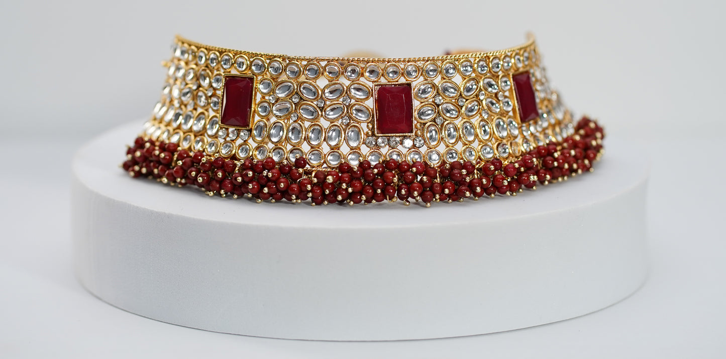 Gold & Wine Choker Set