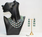 Silver & Green Modern Necklace Set