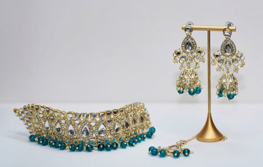 Silver & Blue Necklace Set