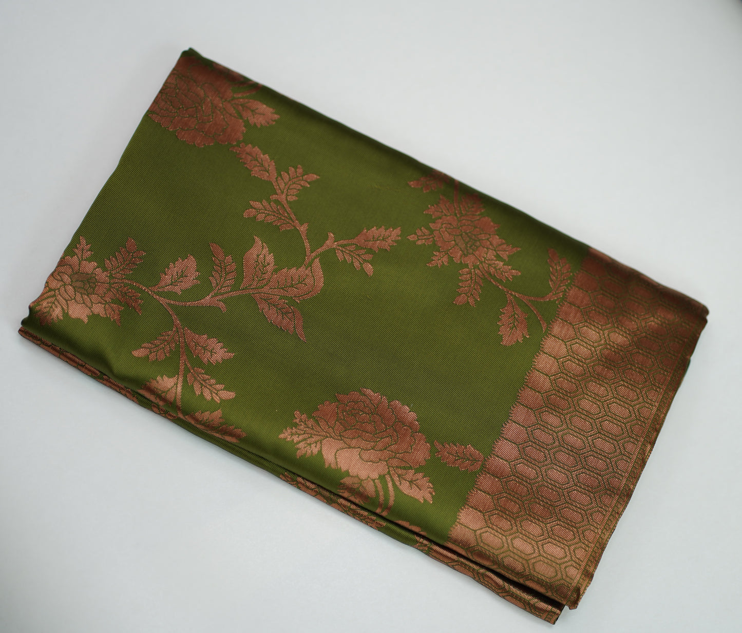 Army Green & Copper Saree