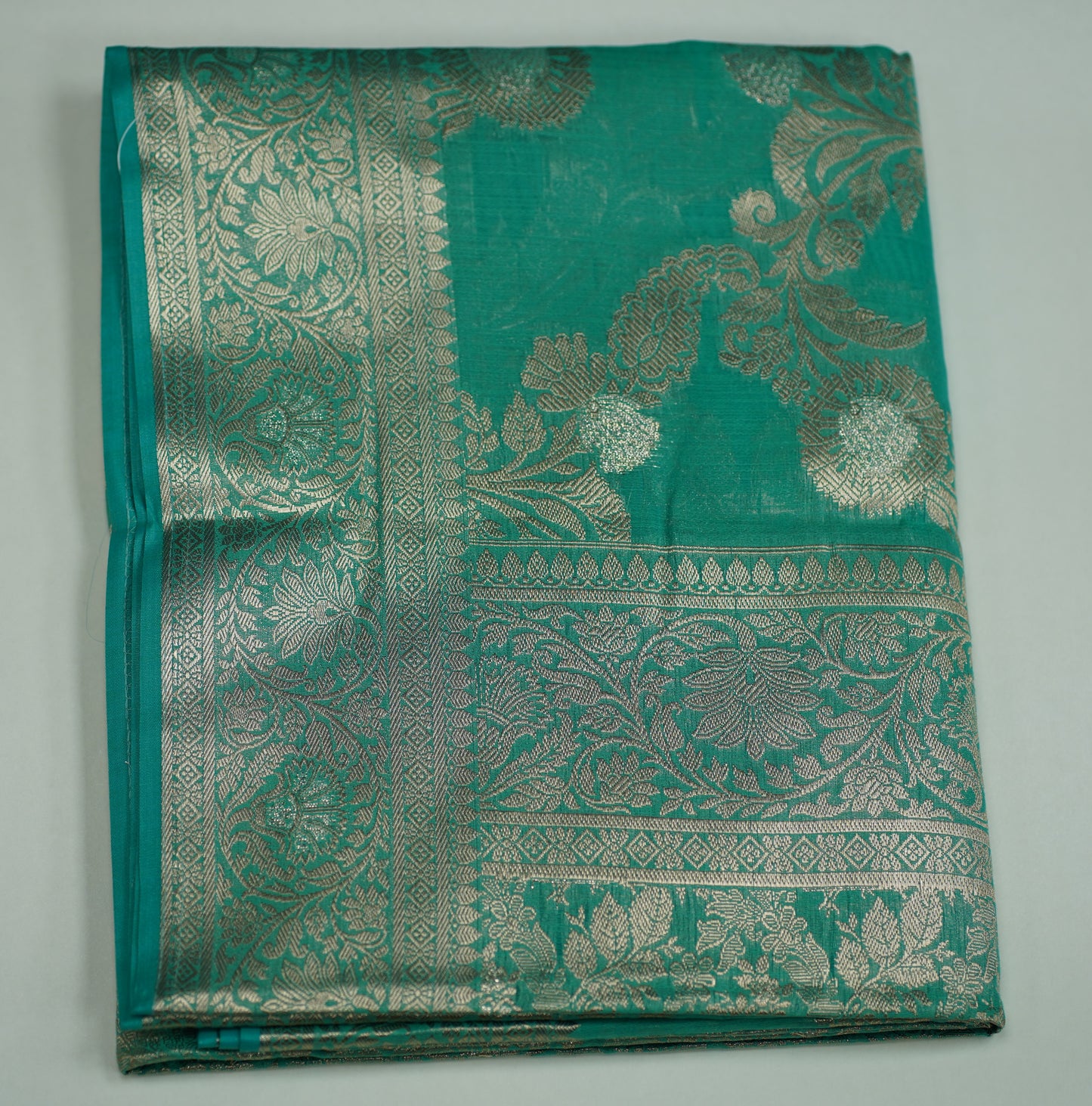 Pine Green & Silver Saree